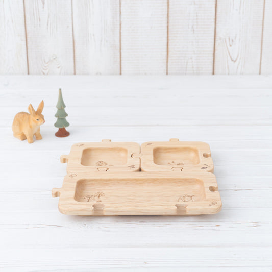 Rubberwood Forest Puzzle Plate Set