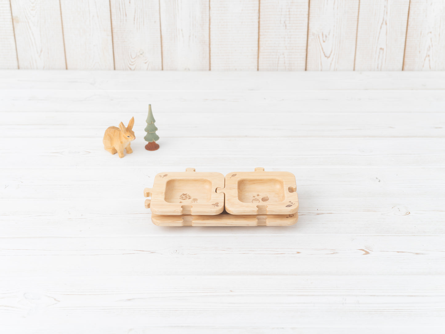 Rubberwood Forest Puzzle Plate Set