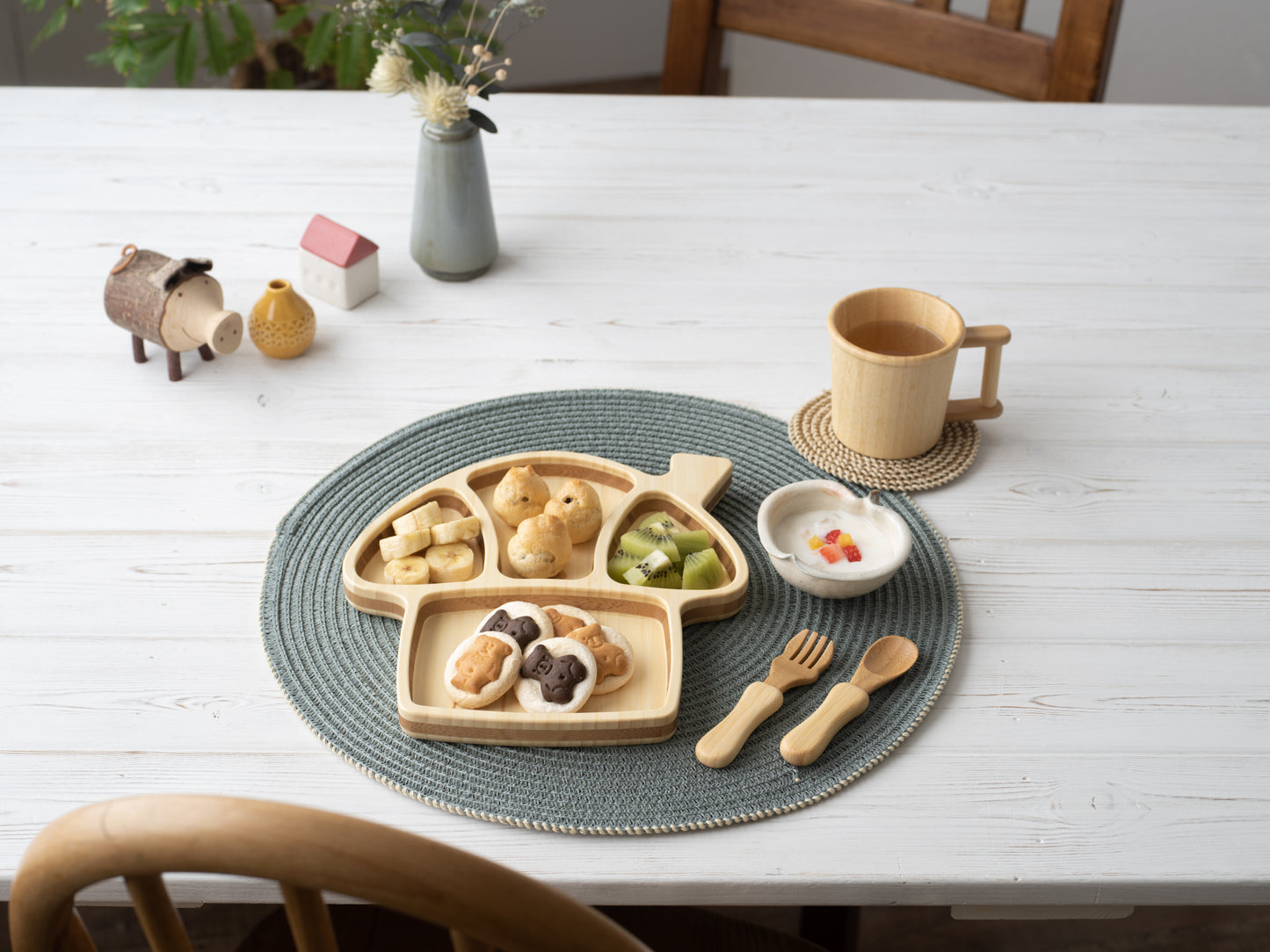 Bamboo Mushroom House Plate Set