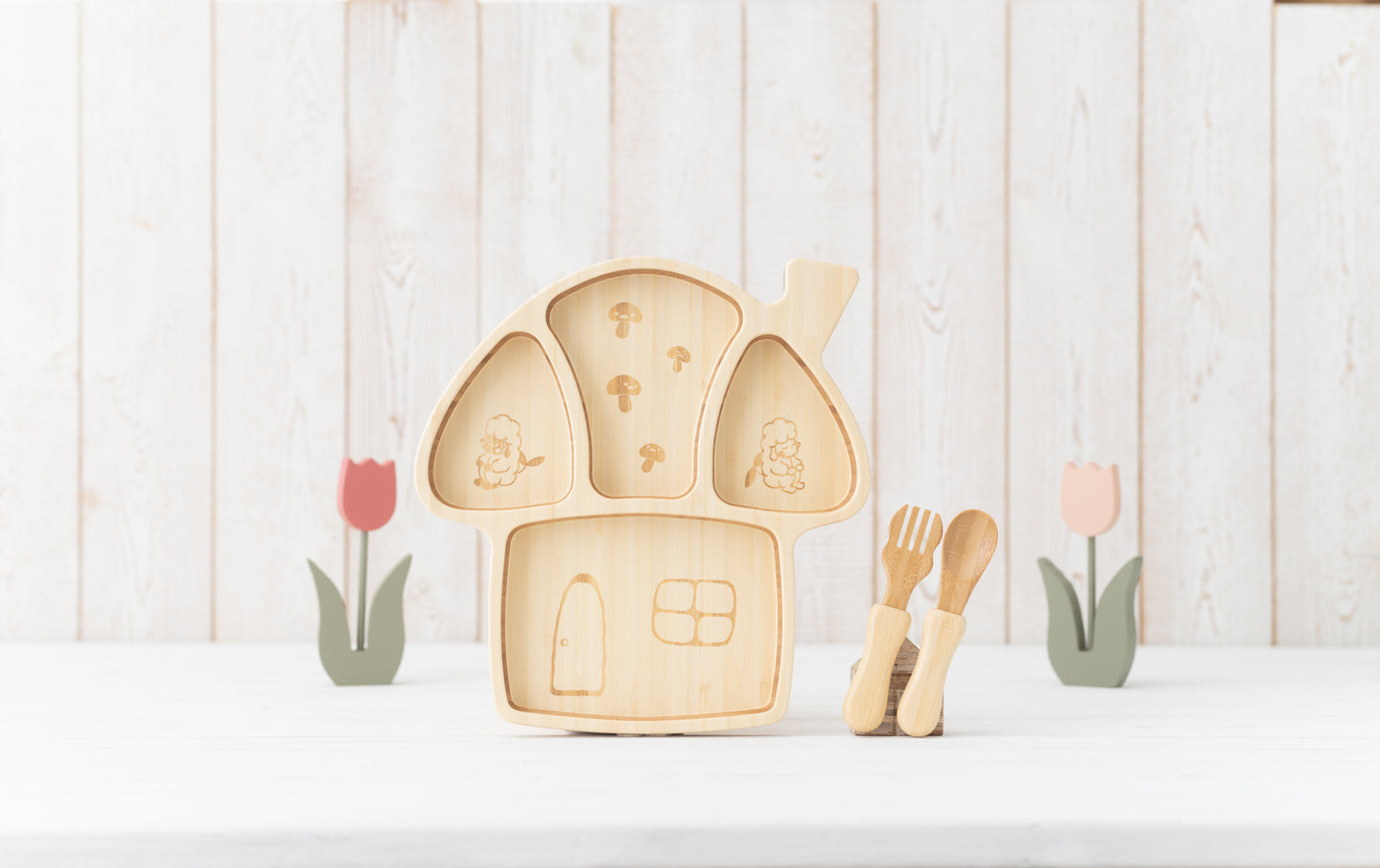 Bamboo Mushroom House Plate Set